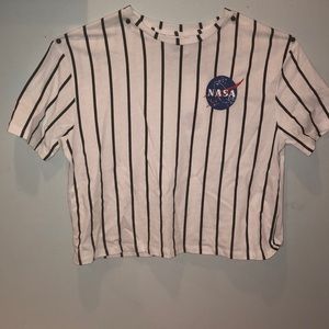 Black and White Striped Crop Tee